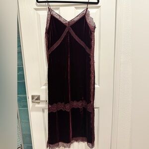 AllSaints Maroon Velvet Dress